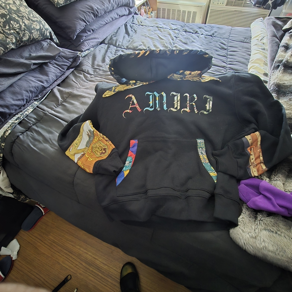 AMIRI Black Hoodie with Colorful Details